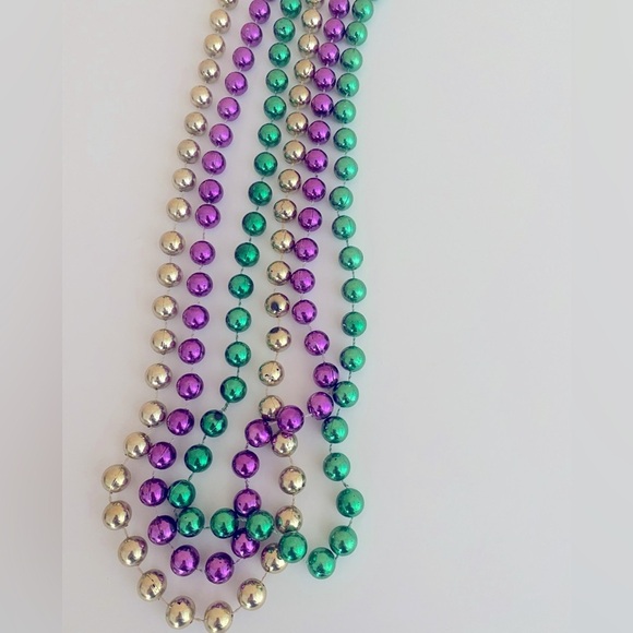 Set of 3 Extra Long MARDI GRAS Colorful Parade Party Necklace Beads - Picture 3 of 6